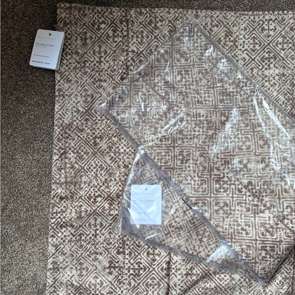 Pottery Barn Beige and Brown Patterned Pillow Cover - Picture 4 of 5